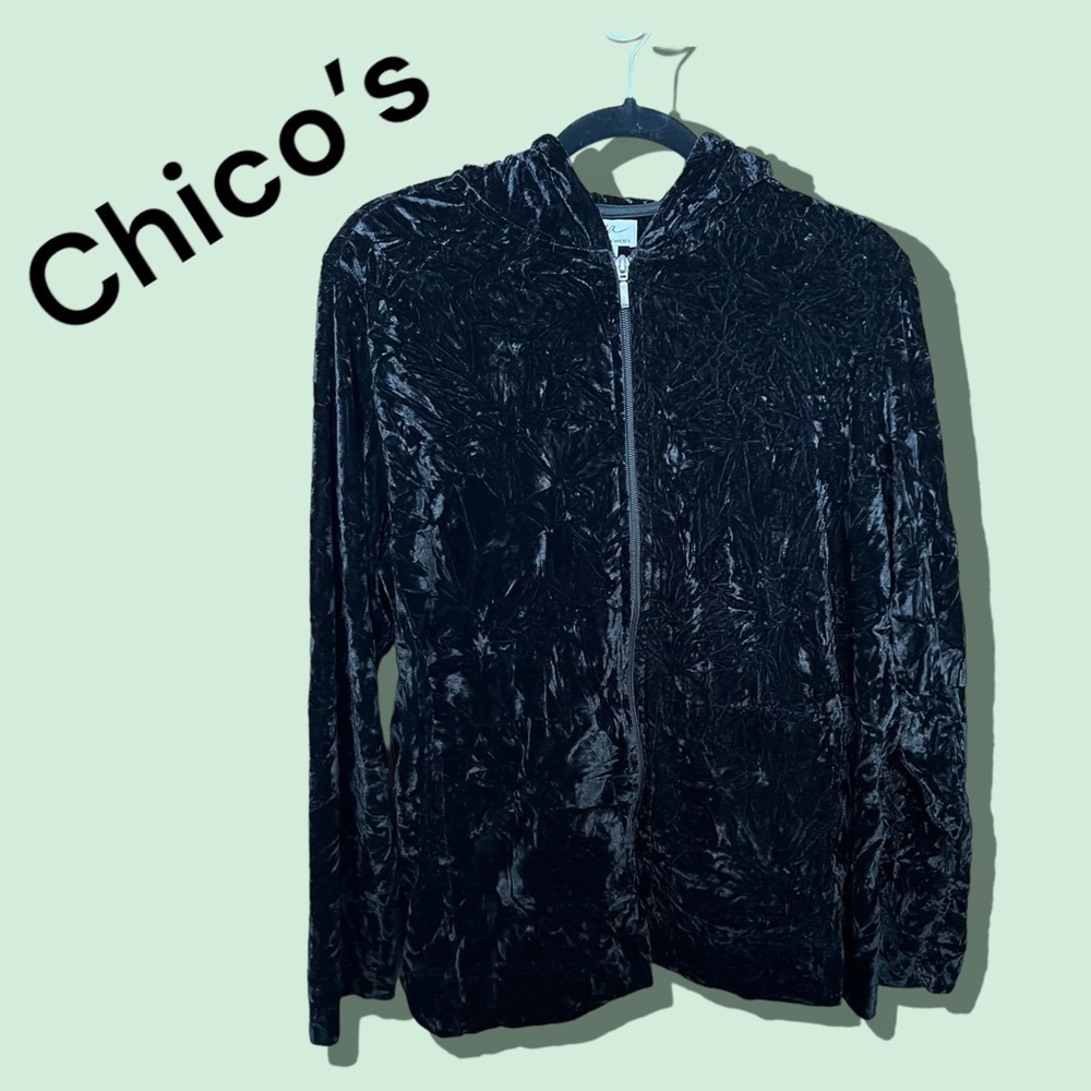 Chico’s Crushed Velvet Hooded Sweatshirt